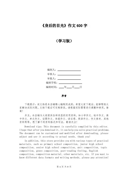 《身后的目光》作文600字