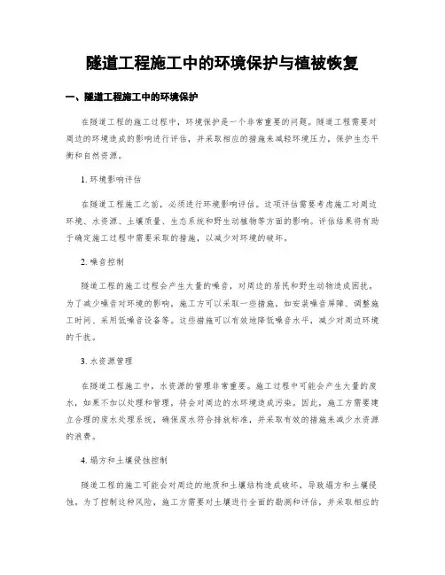隧道工程施工中的环境保护与植被恢复