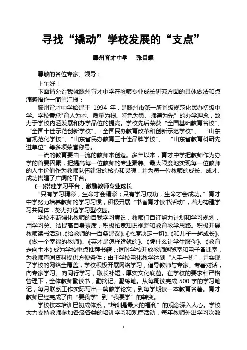 寻找“撬动”学校发展的“支点”教师专业成长