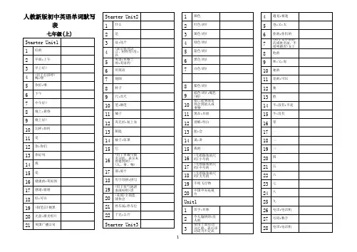 七年级上册英语单词默写表(直接打印)