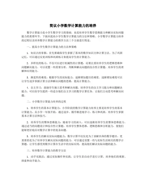简议小学数学计算能力的培养