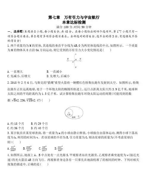 人教版(2019)高一物理 必修第二册第七章《万有引力与宇宙航行》达标检测