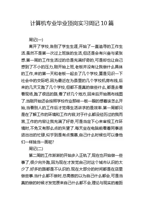 计算机专业毕业顶岗实习周记10篇