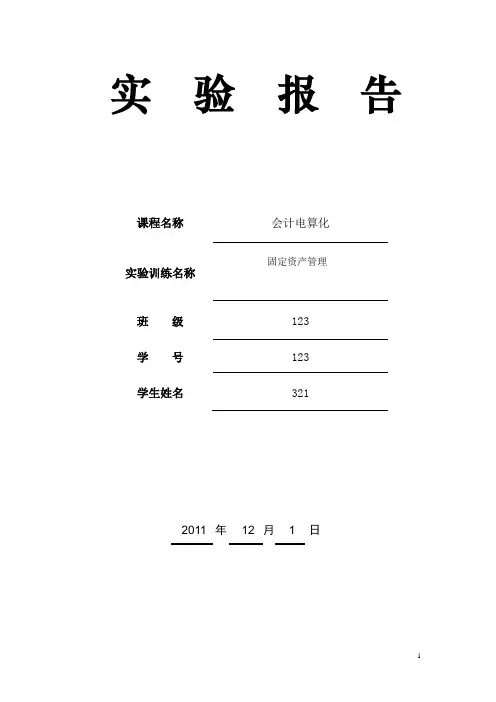 固定资产实验报告10