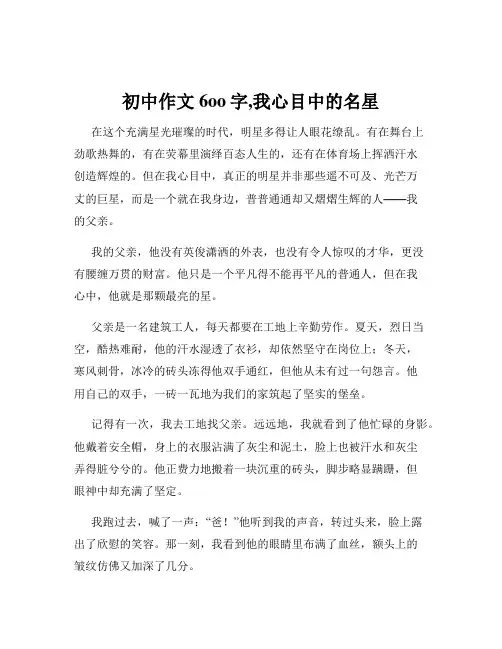 初中作文6oo字,我心目中的名星