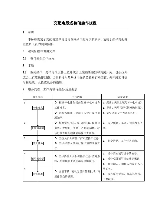 变配电设备倒闸操作规程