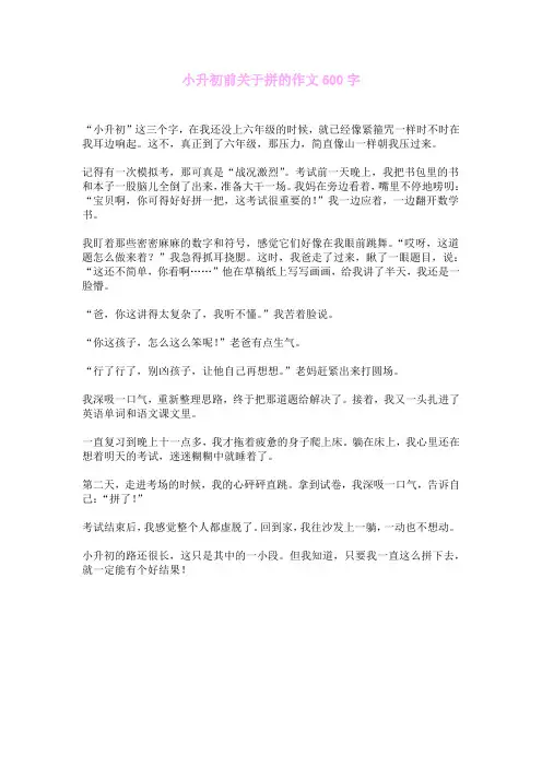 小升初前关于拼的作文600字