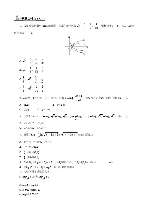 人教B版数学必修1同步练习-3.2.2 对数函数 Word版含答案