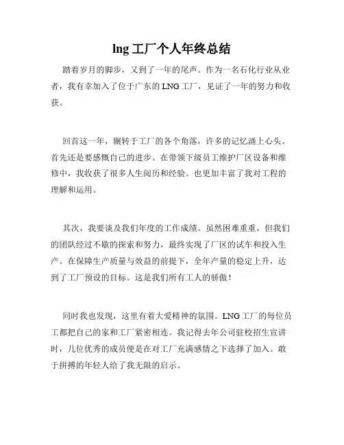 lng工厂个人年终总结