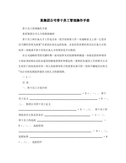 某集团公司骨干员工管理操作手册