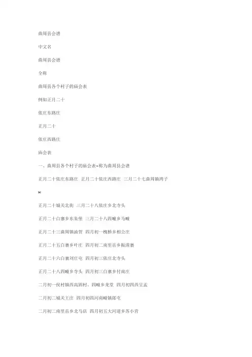 馆陶各地会集统计表