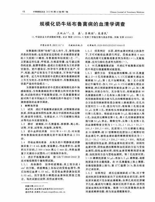 规模化奶牛场布鲁菌病的血清学调查