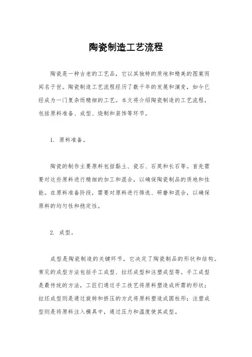 陶瓷制造工艺流程