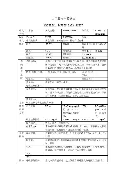 二甲胺安全数据表