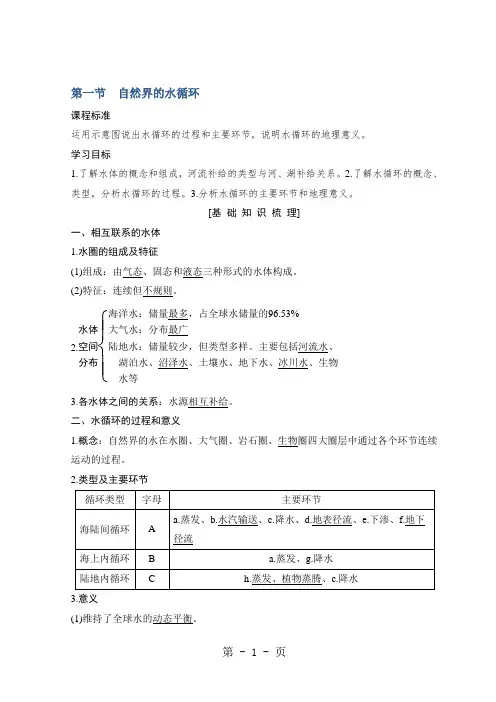 2018-2019版地理高一同步系列课堂讲义人教版必修一 ：第三章 地球上的水 3-1 学案 Word版含答案 