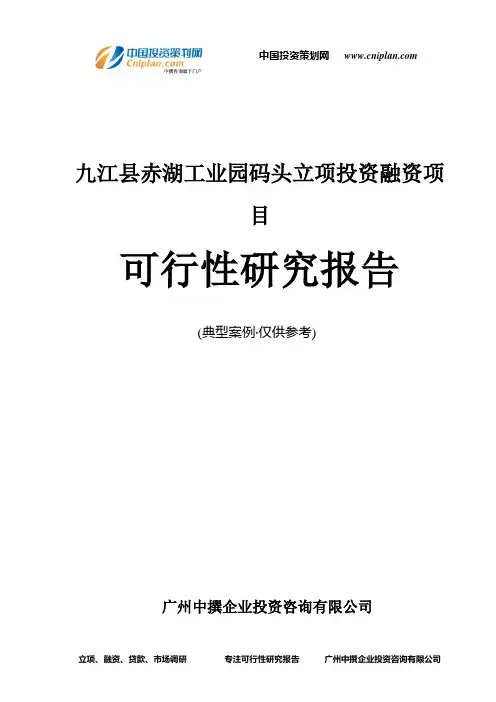 九江县赤湖工业园码头融资投资立项项目可行性研究报告(非常详细)
