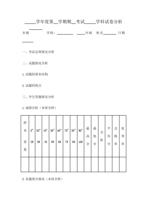 试卷分析模板