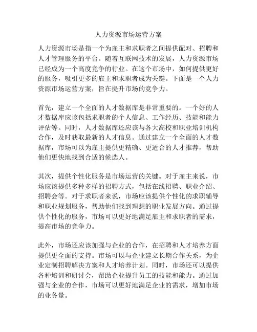 人力资源市场运营方案