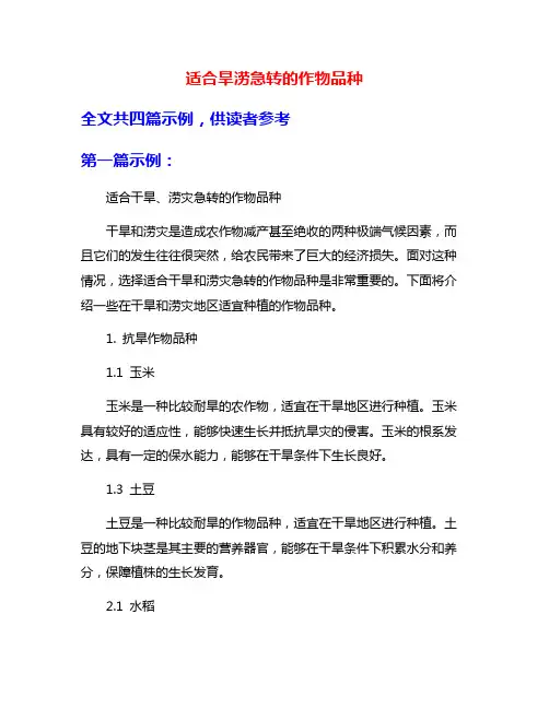 适合旱涝急转的作物品种