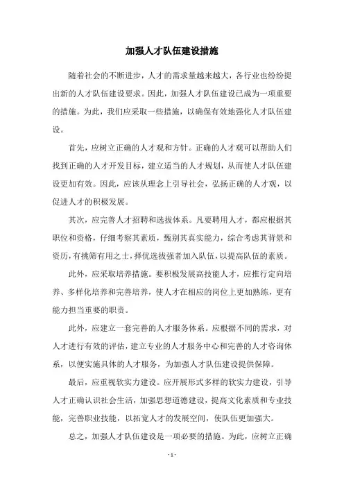 加强人才队伍建设措施