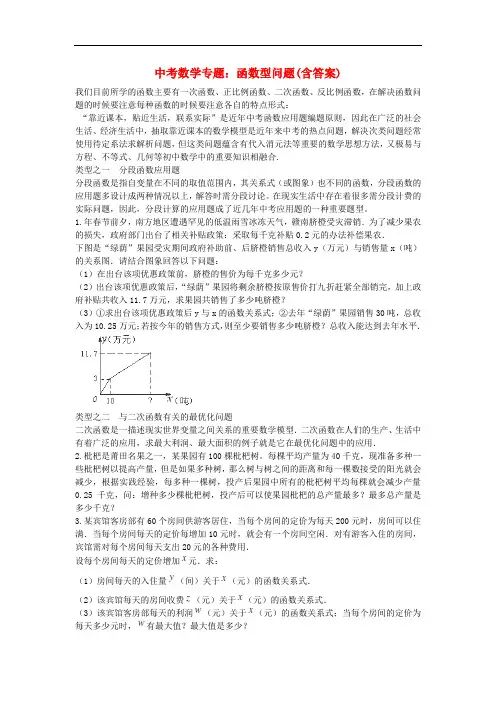 山东省聊城市中考数学专题复习讲义 函数型