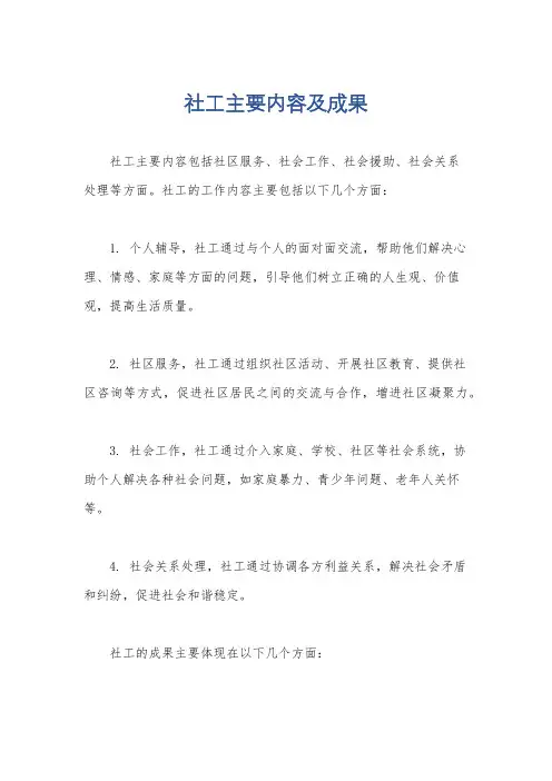 社工主要内容及成果
