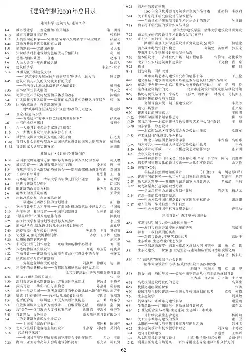 _建筑学报_2000年总目录