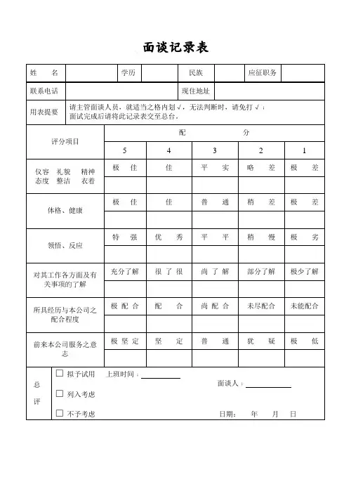面谈记录表