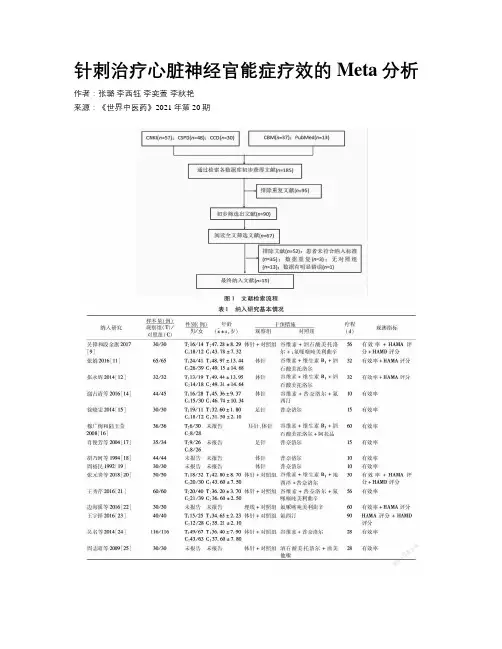 针刺治疗心脏神经官能症疗效的Meta分析