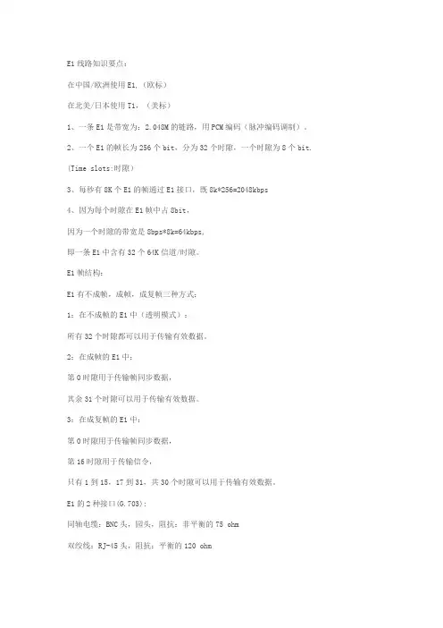 E1线路知识要点