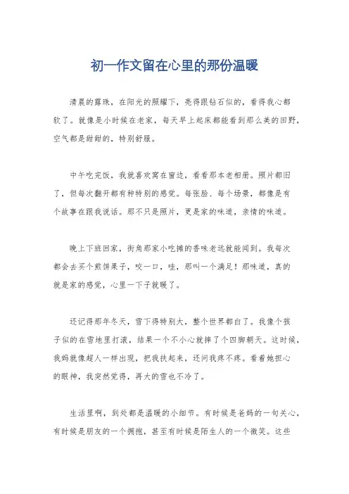 初一作文留在心里的那份温暖
