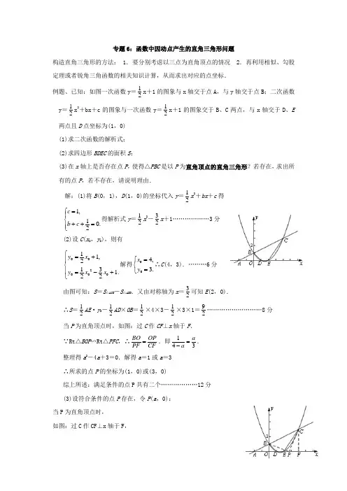 函数中因动点产生的直角三角形问题