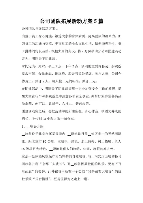 公司团队拓展活动方案5篇