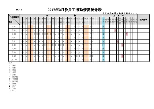 考勤表模板2017