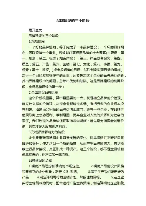 品牌建设的三个阶段