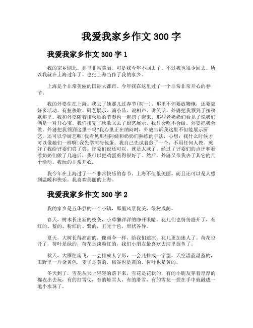 我爱我家乡作文300字