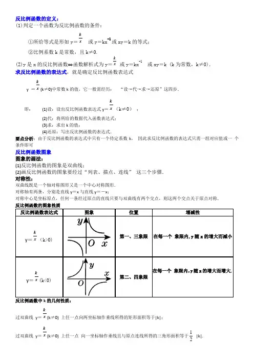 反比例函数知识点总结