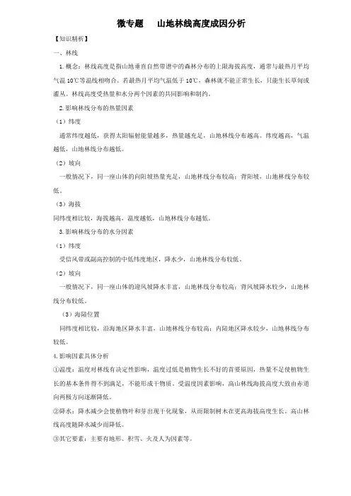 高考地理微专题5.3 山地林线高度成因分析