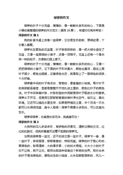 绿萝的作文范文（通用28篇）