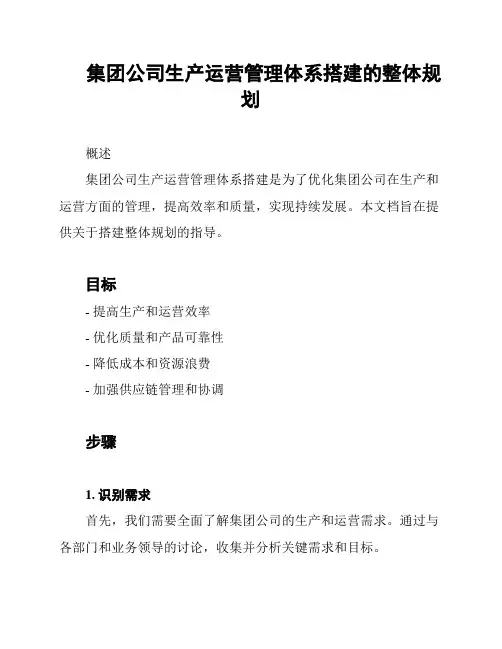 集团公司生产运营管理体系搭建的整体规划