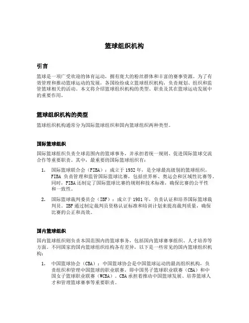 篮球组织机构