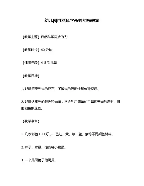 幼儿园自然科学奇妙的光教案