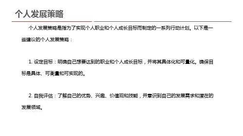 个人发展策略