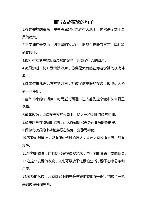 描写安静夜晚的句子
