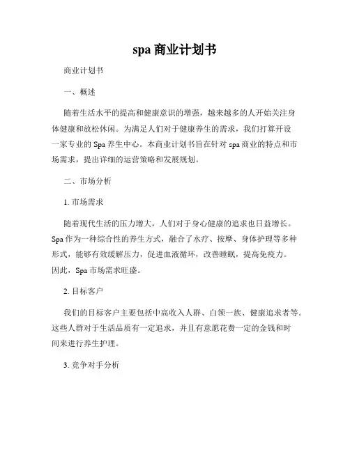 spa商业计划书