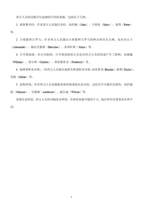 西方人名词源