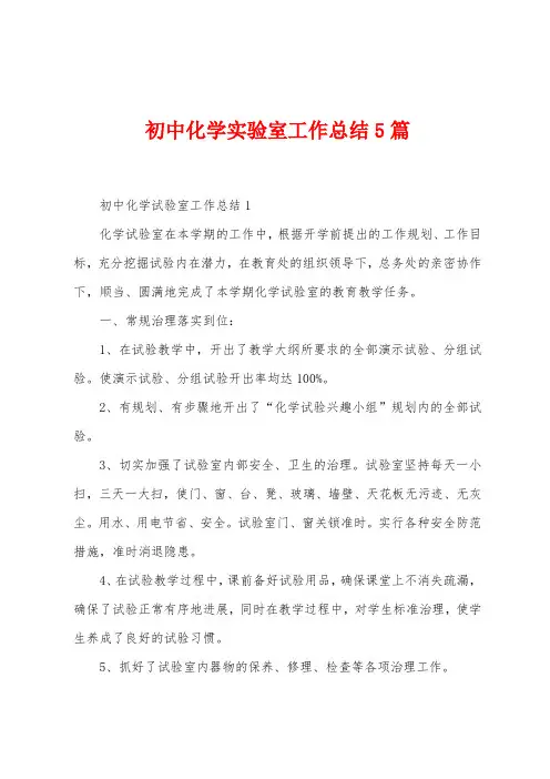 初中化学实验室工作总结5篇
