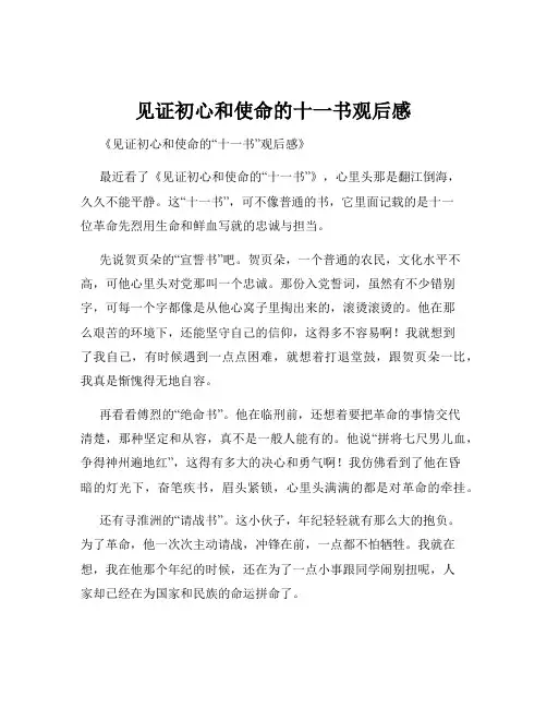 见证初心和使命的十一书观后感