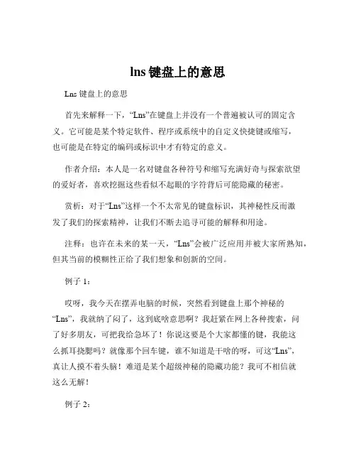 lns键盘上的意思
