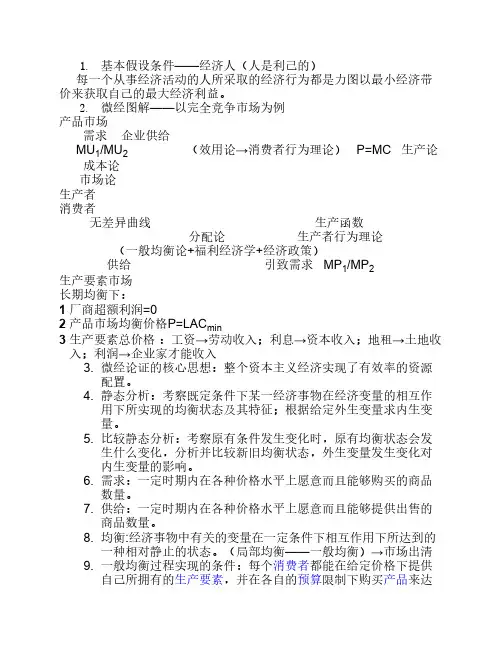 西方经济学考研必备知识要点